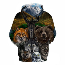 Load image into Gallery viewer, 3D Animal Printed Hoodies Men Women Sweatshirts Bear Wolf Owl Fox Pullover Novelty