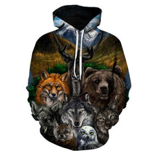 Load image into Gallery viewer, 3D Animal Printed Hoodies Men Women Sweatshirts Bear Wolf Owl Fox Pullover Novelty