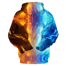 Load image into Gallery viewer, Hot Sell Wolf Hoodies Men/Women 3d Sweatshirts Print Ice And Fire Wolf