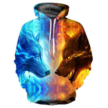 Load image into Gallery viewer, Hot Sell Wolf Hoodies Men/Women 3d Sweatshirts Print Ice And Fire Wolf