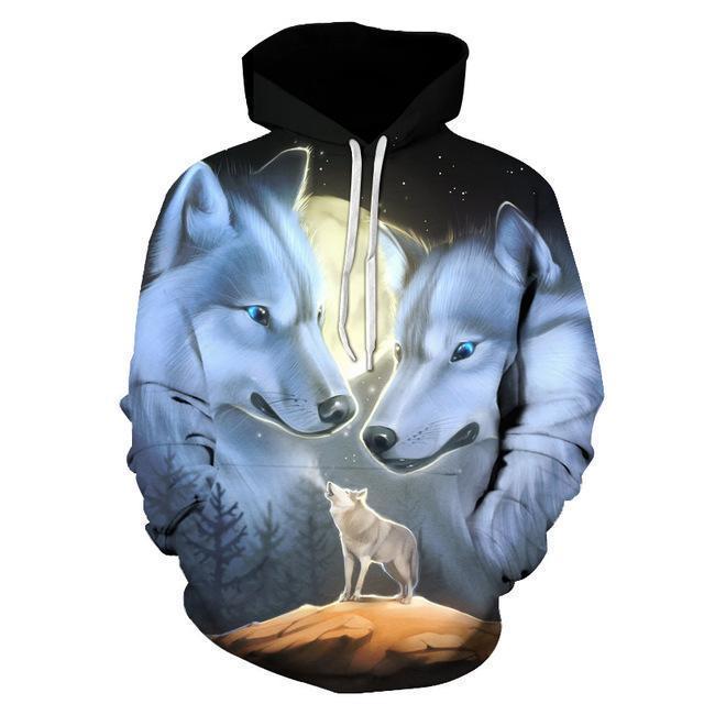 Wolf Printed 3d Hoodies Funny
