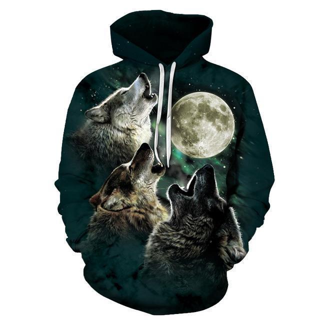 Wolf Pritned Men Women Hoodies 3D Hooded Sweatshirts Autumn Spring